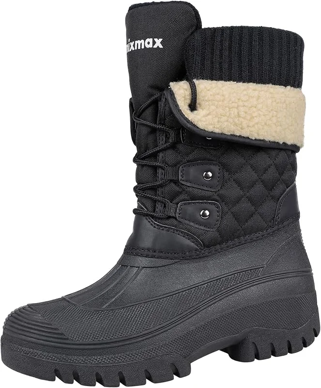 Bottes Femme Hiver Bottes de Neige Doublées Chaudes Bottes D'hiver à Tige Imperméable et Semelles Antidérapantes — Equipement ski