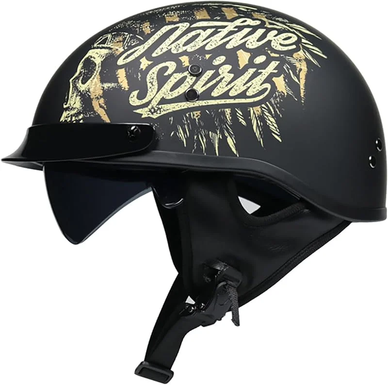 EBAYIN Demi-Jet Casque Jet Casque Ouvert pour Moto Demi-Casque Vintage avec VisièRe IntéGréE Cruiser Chopper Scooter Mobylette Casque Jet à Fixation Rapide Casque Bol Homologué ECE, A-XXL（63-64cm） — Equipement ski