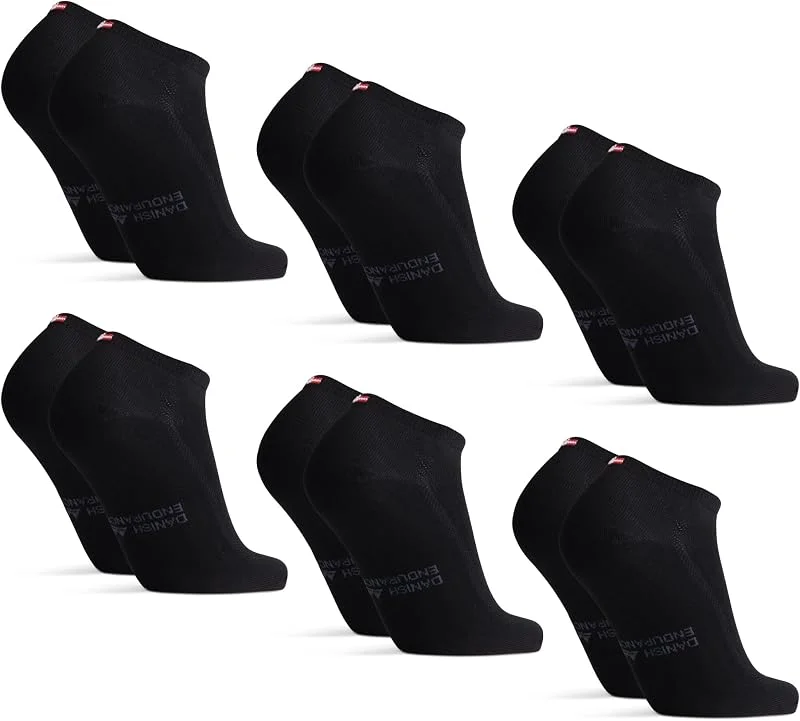 DANISH ENDURANCE Chaussettes Basses en Bambou, Anti-Ampoules, Lot de 6 — Equipement ski