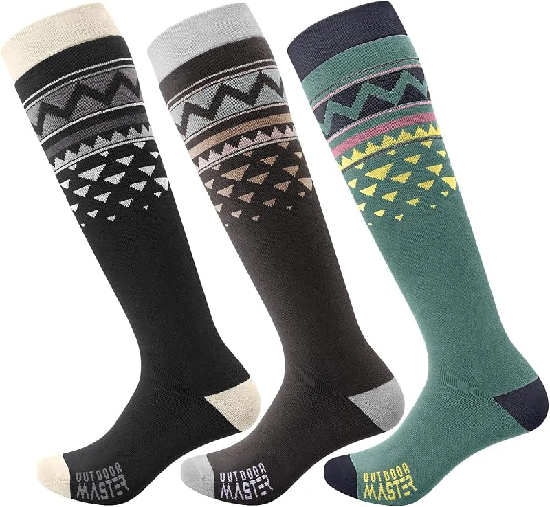 OutdoorMaster Chaussettes de ski, Lot de 2 Paires de Chaussettes de Ski et de Snowboard Pour Homme et Femme avec Design OTC avec Manchette Antidérapante — Equipement ski
