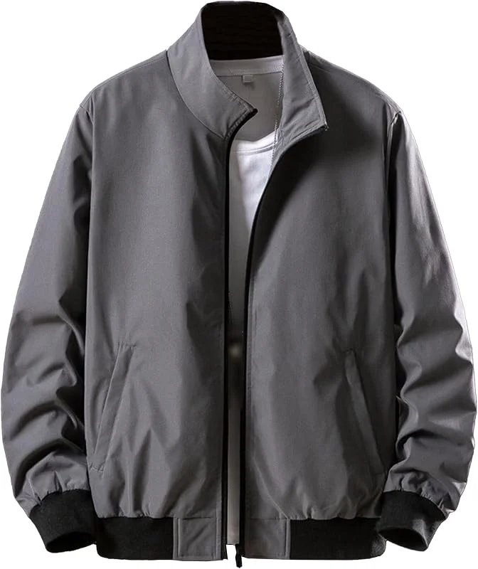 ZDJSWJ Hommes printemps automne bomber veste softshell coupe-vent Casual Sport manteau léger Flight jacket varisty (Vert Militaire, XXL) — Vetements ski