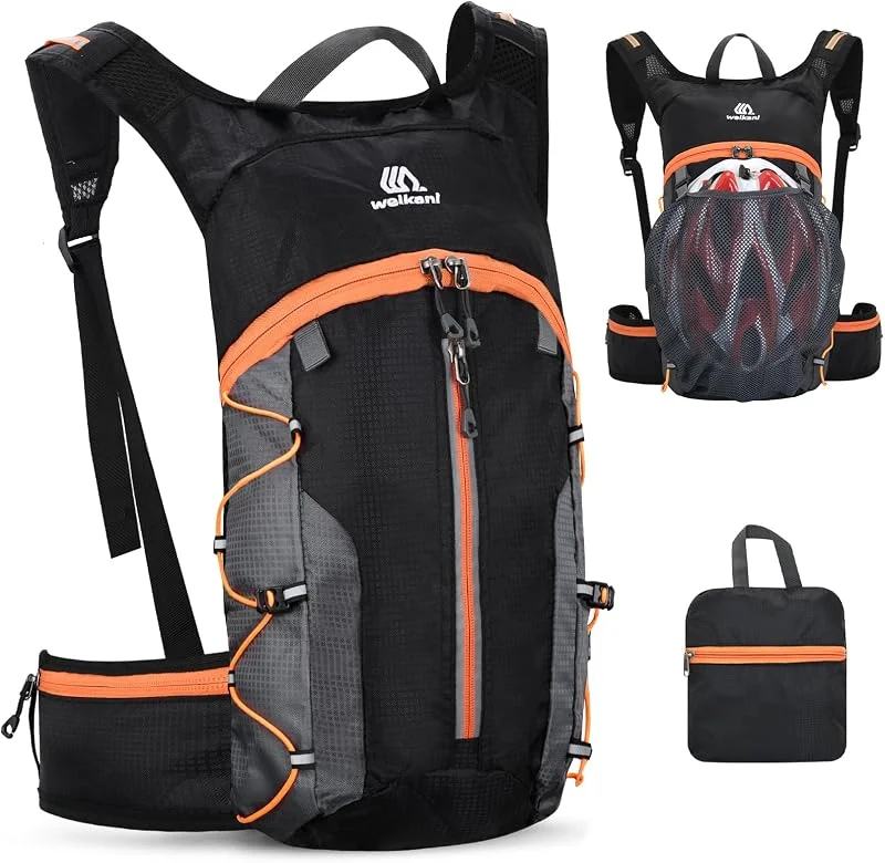 Sac à Dos Vélo Pliable Ultraléger, 6L Petit Sac VTT Homme Femme avec Filet à Casque, Mini Sac randonnée pour Sport Ski Cyclisme Camping, Orange — Equipement ski