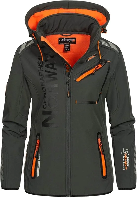 Geographical Norway Reine Lady Distribrands - Veste Softshell Femme Impermeable - Jacket À Capuche Outdoor - Blouson Coupe Vent Resistant Hiver — Vetements ski