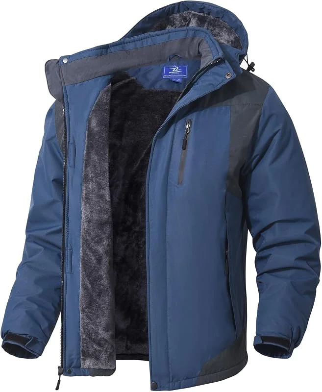 SPOSULEI Veste de ski imperméable coupe-vent chaude à capuche pour homme — Vetements ski