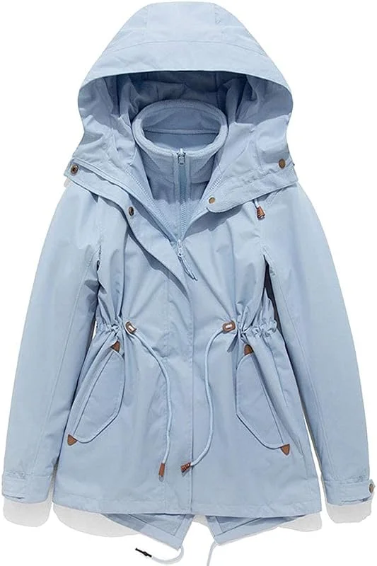 MU Veste de Ski Féminine Imperméable 3 En 1 Veste D'Hiver -Fashion Style Mi-Longueur - Coupe-Vent Chaud Snowboard Montagne Manteau de Neige Coupe-Vent, Blue, Xxl — Vetements ski