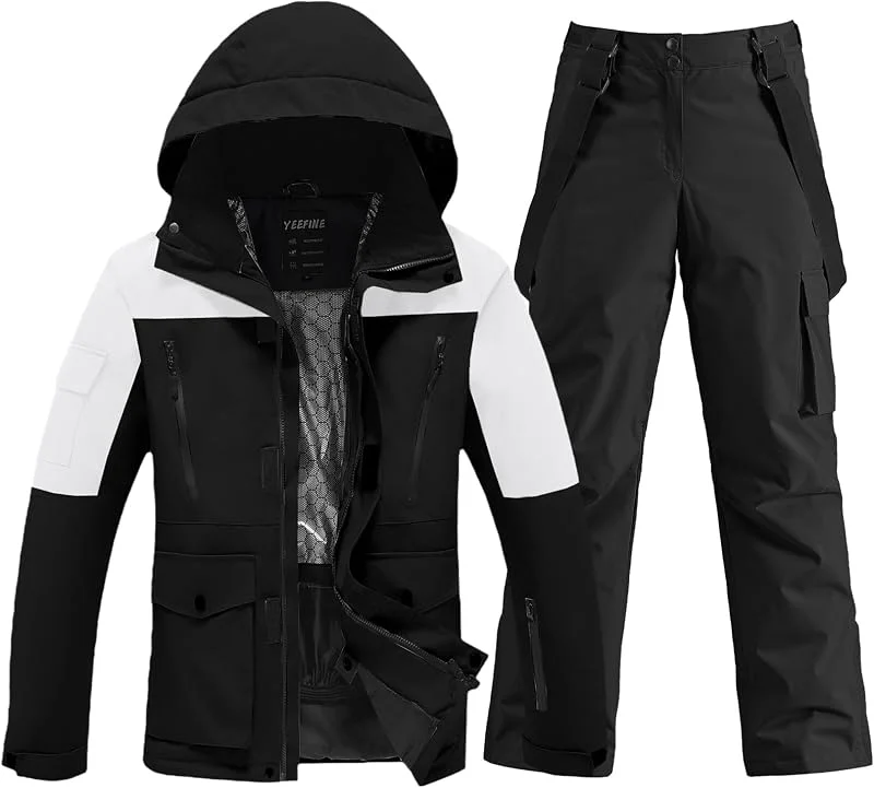 HOTIAN Ensemble veste et pantalon de ski pour homme Combinaison de neige chaude Imperméable Coupe-vent — Vetements ski