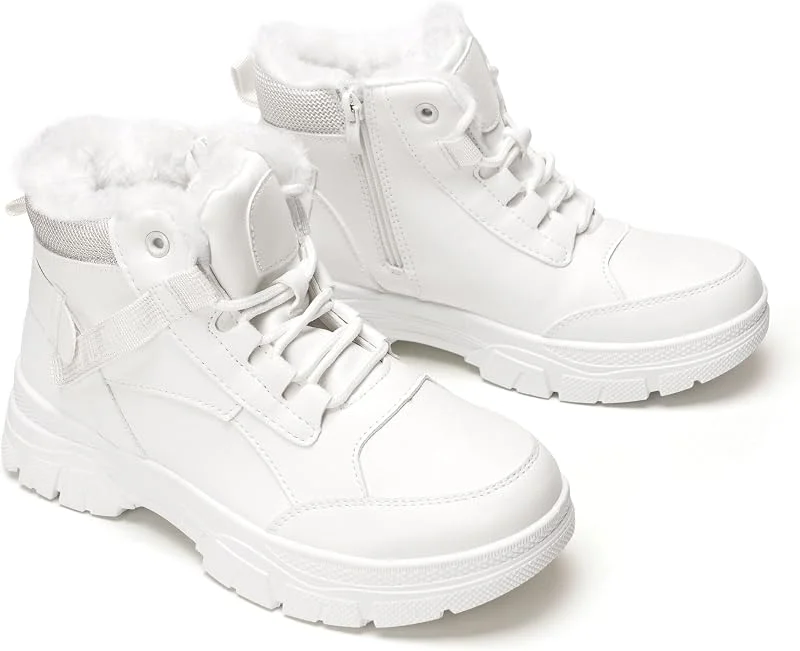 GLAMORA Bottes d'hiver imperméables pour femme avec doublure en fourrure chaude, semelle antidérapante et fermeture éclair latérale, design urbain confortable et résistant, idéal pour le travail, la — Equipement ski