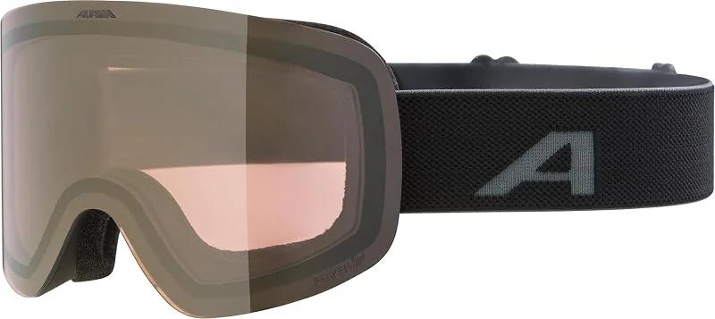 ALPINA PENKEN Q-LITE - Masque de ski OTG miroité, contrastant et polarisé avec protection UV pour adultes, black matt — Equipement ski