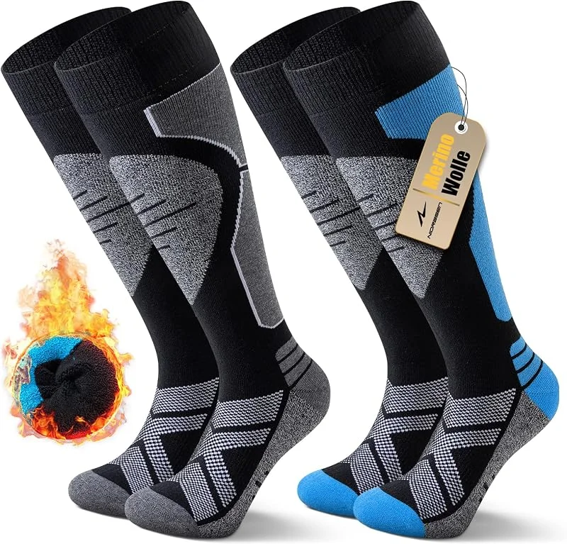 Niorasen Chaussettes Ski Laine Mérinos Homme Femme, Thermiques, 2, 3 Paires — Vetements ski