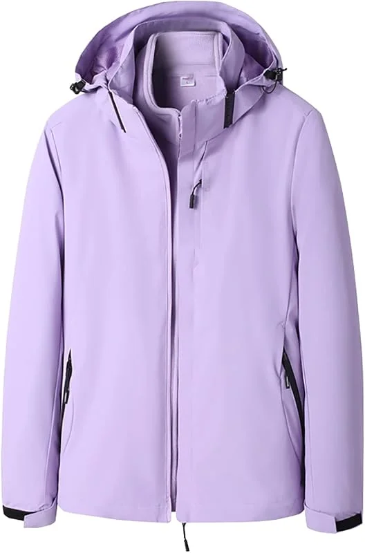 Veste de ski 3 en 1 pour femme - Veste polaire d'hiver - Imperméable - Coupe-vent - Chaude - Fonctionnelle - Veste softshell - Veste d'extérieur avec capuche amovible - Veste d'hiver mi-saison — Vetements ski