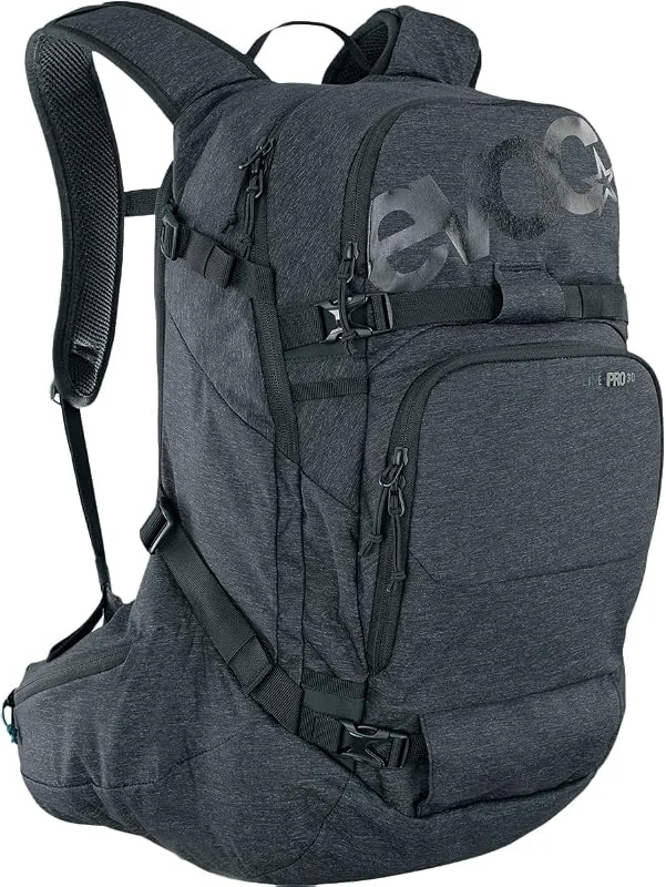 EVOC LINE PRO 30 Touren-Rucksack (LITESHIELD PLUS Protection, Boddy Hugging, Ski-Halterung, Snowboard-Halterung, Trinkflaschenfach, isolierter Schultergurt, Quick Back Access, Lawinenfach) — Equipement ski
