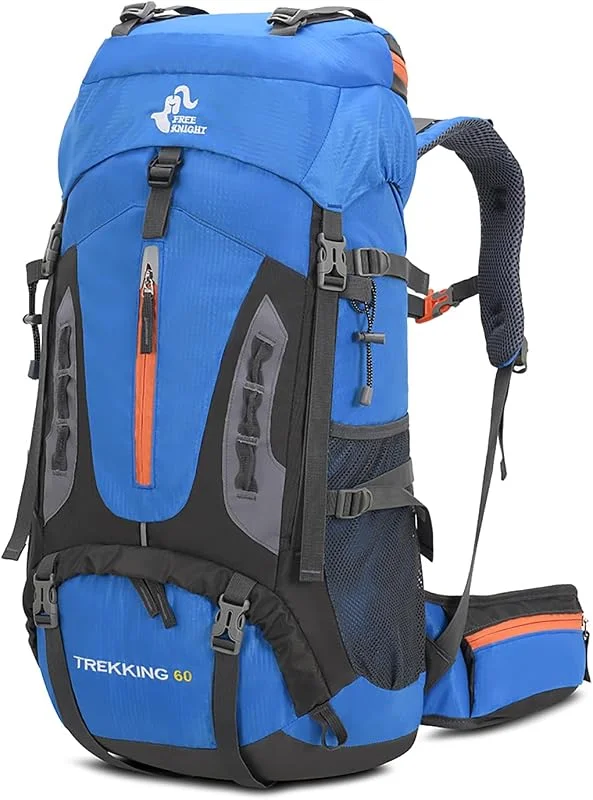 Bseash Sac à dos de randonnée léger et imperméable de 60L avec housse de protection contre la pluie, sac à dos de voyage pour l'escalade, le camping et la randonnée — Equipement ski
