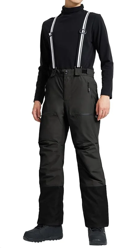 Pioneer Camp Pantalon de ski pour homme, pantalon de planche à neige isolant, imperméable et avec bavoir amovible (noir, M) — Vetements ski