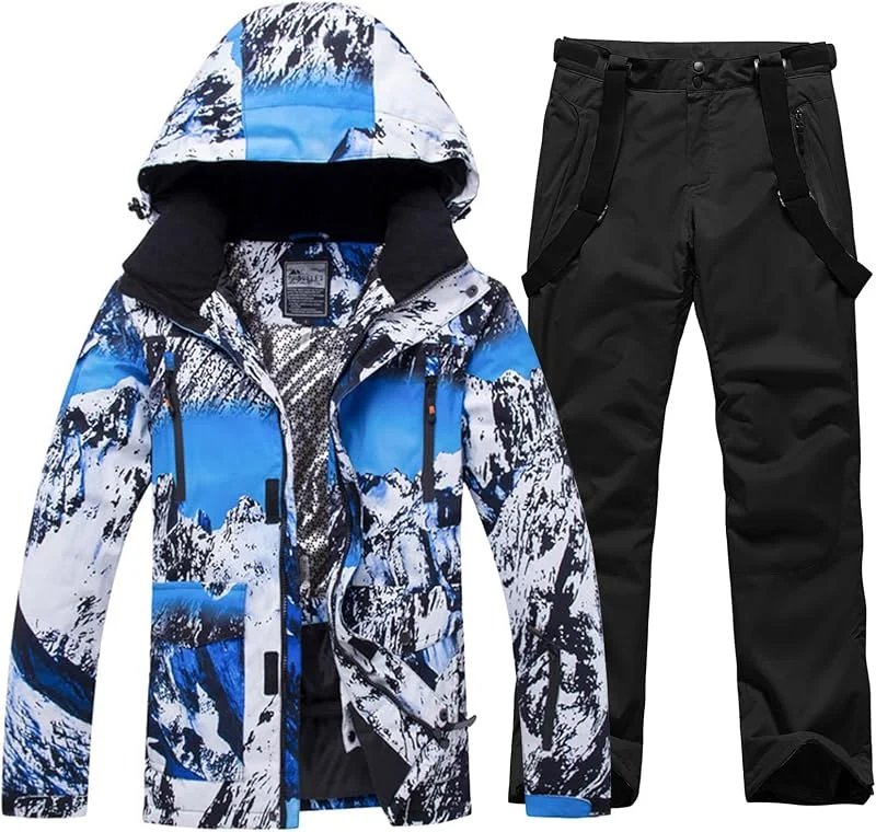 ALSOGO Vêtements de Ski Pour Hommes Vestes de Ski et Pantalons Longs Ensembles Imperméables Vêtements de Ski Vestes de Snowboard Pantalons Vêtements de Ski Pour Hommes — Vetements ski