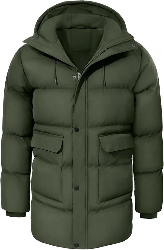 heekpek Veste Homme à Capuche Manteau Homme Hiver Blouson Chaude Hydrofuge Longue Parka Manteaux Matelassée en Coton Vestes de Randonnée Ski — Vetements ski