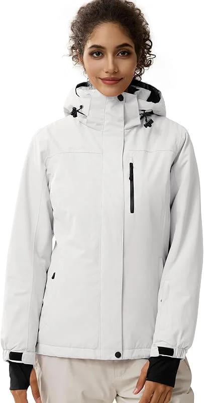 FREE SOLDIER Veste de Ski Imperméable Femme Doublée en Polaire Chaude d'Hiver de Pluie à Capuche avec Coutures Entièrement Scellées — Vetements ski