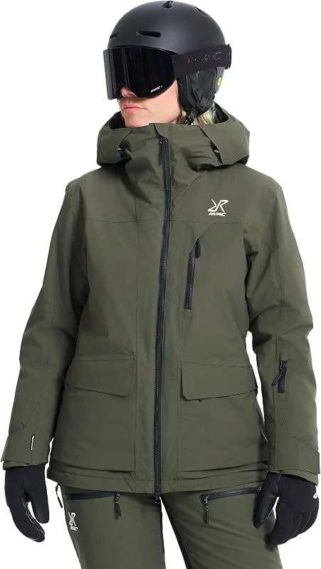 RevolutionRace AccXel 2L Insulated Ski Jacket pour Femme, Veste de Ski Durable et Chaude avec Recco, Kambaba Green, XL — Vetements ski