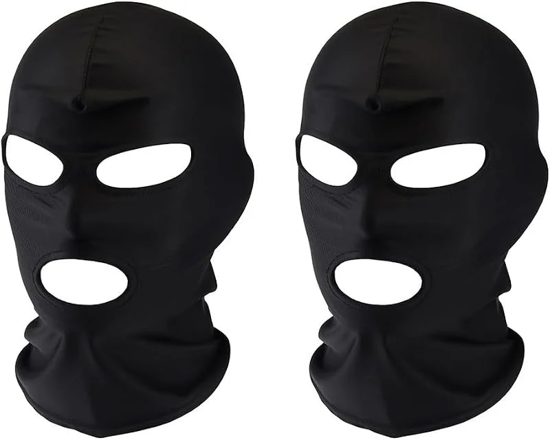NJCXOLA 2 Pièces Masqu Cagoules Fine à 3 Trous, Masque de Ski pour Hommes et Femmes, Noir écharpe pour la Moto, Cagoule de Visage Comple, Balaclava pour Ski, Moto, Cyclisme, Taille Unique — Equipement ski