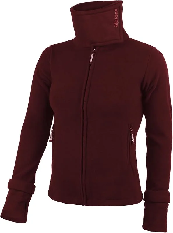 ALPIDEX Veste Polaire Femme Col Haut Zip Trous Pouces Hiver Chaude — Vetements ski