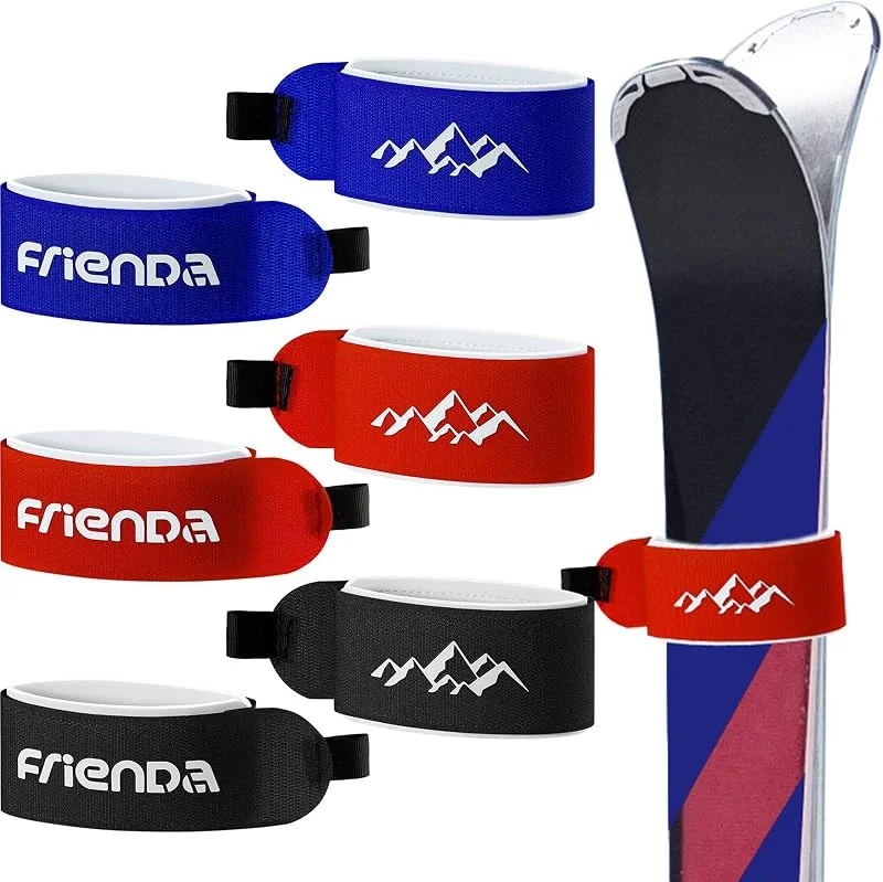 Frienda Sangles de Ski Réglables, 6 Pièces pour Noël, Rouge, Noir, Bleu — Equipement ski