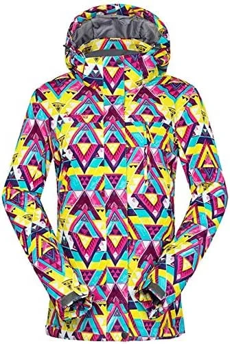 MU Veste de ski imperméable pour femme Veste de ski de montagne pour femme Manteau de snowboard coupe-vent imperméable Veste de pluie Dames Hiver Veste de neige Hiver, Multicolore, Moyen — Vetements ski