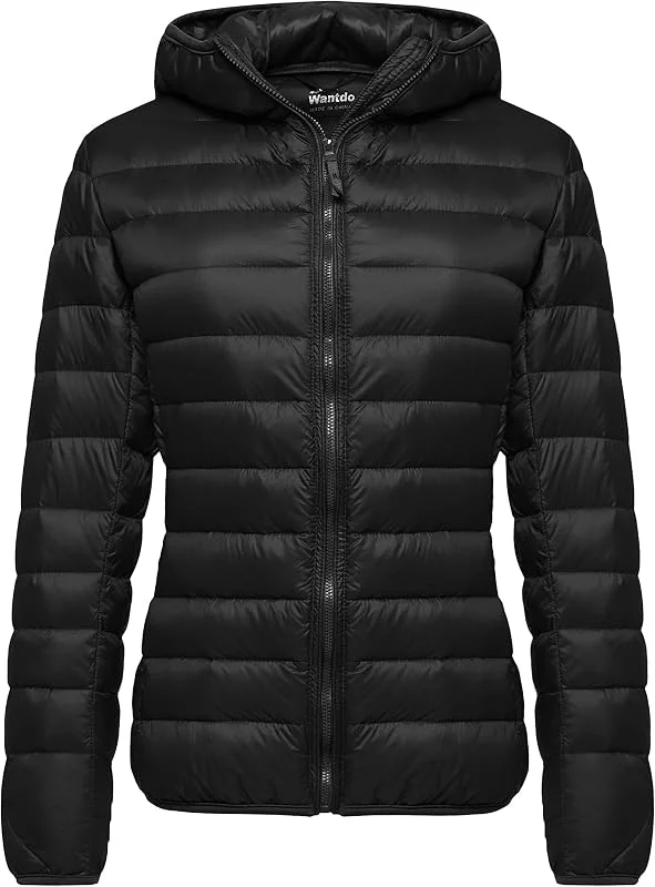 Wantdo Doudoune Femme Manteau Matelassé à Capuche Léger Compressible Veste — Vetements ski