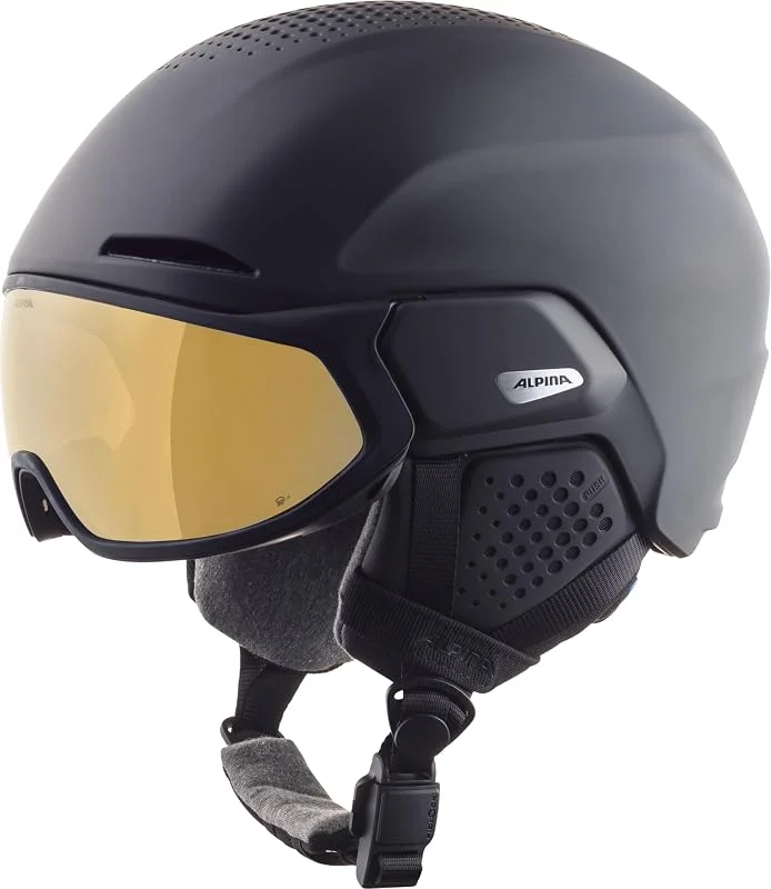 ALPINA Alto Q-Lite Helm 2025 Black Matt Gold — Equipement ski